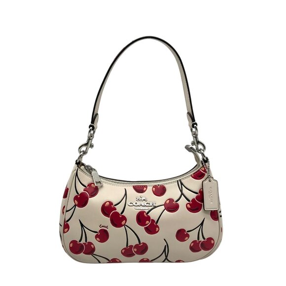 Coach Ivory Leather Teri Cherry Print Convertible Shoulder Bag CZ774 - Picture 1 of 11